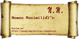 Nemes Maximilián névjegykártya